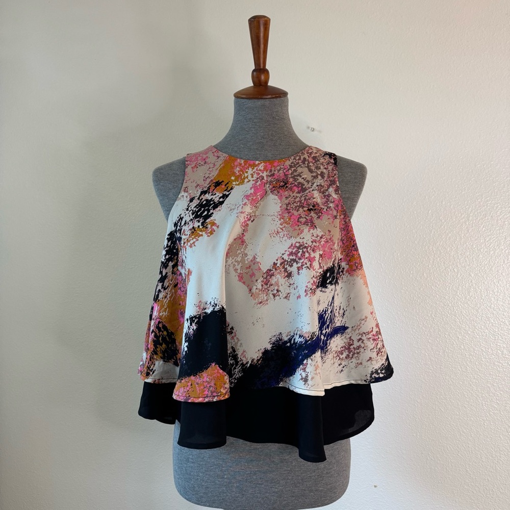 Bar III Multicolor Abstract Sleeveless Top